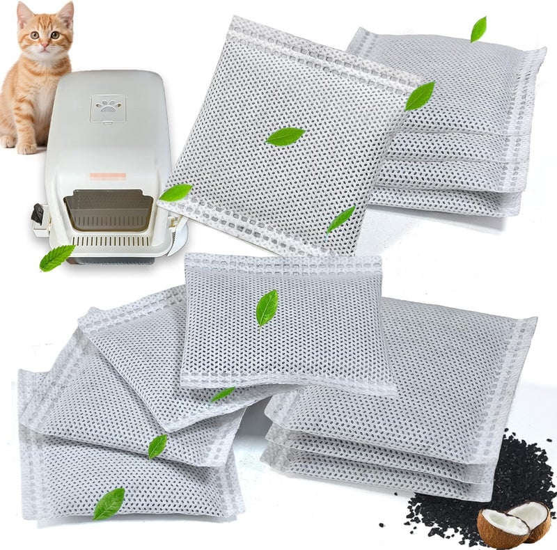 NEWKEY 12 Pack Odor Remover Refills for Hooded Cat Litter Box, Activated Charcoal Filters Replacement, Odor Eliminator for Automatic Litter Box, Activated Carbon Filters for Pet Odor, Keep Home Fresh - Image 1